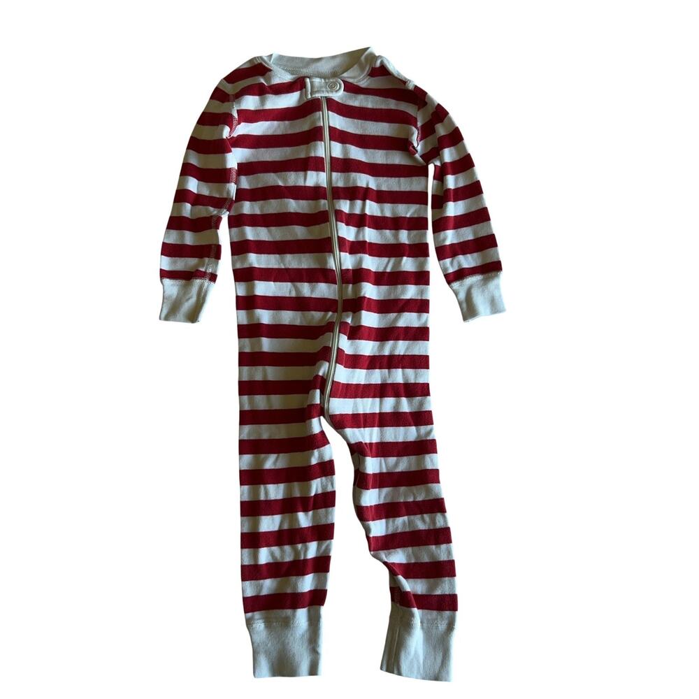 Hanna Andersson Jacket Unisex 3T Red Striped Full Zip 100% Organic Cotton